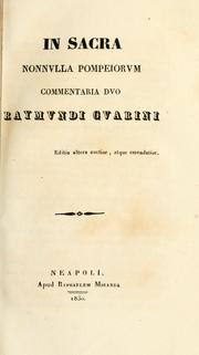 Cover of: In sacra nonnulla Pompeiorum by Raimondo Guarini