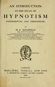 An introduction to the study of hypnotism experimental and therapeutic by Hugh Edward Wingfield