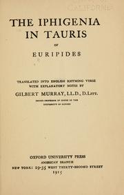Cover of: The  Iphigenia in Tauris of Euripides by Euripides