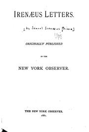Cover of: Irenæus letters. by Samuel Irenæus Prime