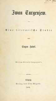 Cover of: Iwan Turgenjew: eine literarische Studie.