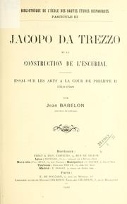 Cover of: Jacopo da Trezzo et la construction de l'Escurial by Jean Babelon
