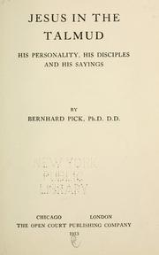 Jesus in the Talmud by Bernhard Pick
