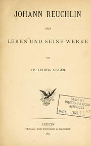 Cover of: Johann Reuchlin, sein Leben und seine Werke
