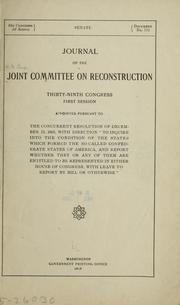 Cover of: Journal of the Joint committee on reconstruction