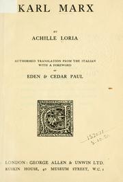 Cover of: Karl Marx by Achille Loria, Achille Loria