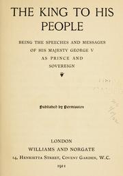 Cover of: The King to his people by George V King of Great Britain