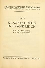 Cover of: Klassizismus in Frankreich