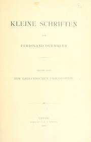 Cover of: Kleine Schriften. by Ferdinand Duemmler