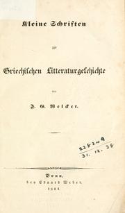 Cover of: Kleine Schriften. by Friedrich Gottlieb Welcker
