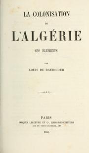 Cover of: colonisation de l'Algérie.