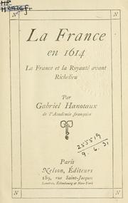 Cover of: France en 1614: la France et la Royauté avant Richelieu.