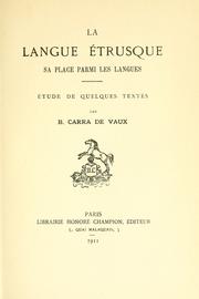 Cover of: langue étrusque: sa place parmi les langues.
