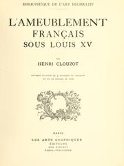 Cover of: ameublement français sous Louis XV