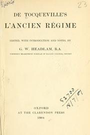 Cover of: L' ancien régime. by Alexis de Tocqueville