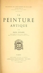 Cover of: La peinture antique.