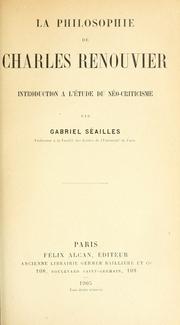 Cover of: La philosophie de Charles Renouvier