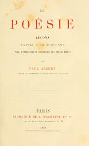 Cover of: La poésie by Albert, Paul