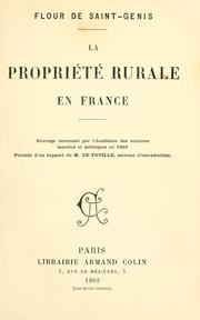 Cover of: propriété rurale en France.