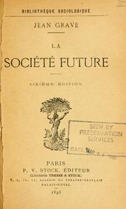 Cover of: société future.