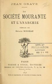 Cover of: La société mourante et l'anarchie by Jean Grave