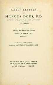 Cover of: Later letters of Marcus Dods, D.D. by Dods, Marcus