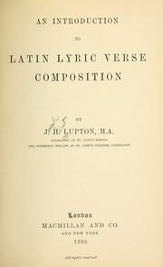 Cover of: An introduction to Latin lyric verse composition