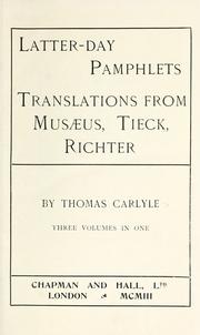 Cover of: Latter-day pamphlets by Thomas Carlyle