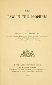 Cover of: The law in the prophets ...