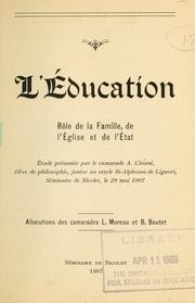 Cover of: L'éducation by A. Chassé