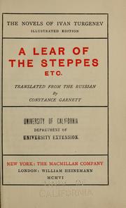 Cover of: A Lear of the steppes etc. by Ivan Sergeevich Turgenev