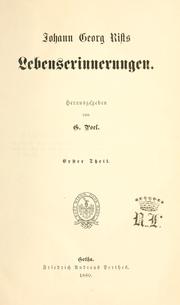 Cover of: Lebenserinnerungen by Johann Georg Rist