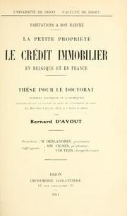 Cover of: crédit immobilier en Belgique et en France