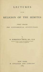 Cover of: Lectures on the religion of the Semites. by W. Robertson Smith