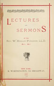 Cover of: Lectures and sermons. by William Morley Punshon