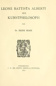 Cover of: Leone Battista Alberti als Kunstphilosoph. by Irene Behn