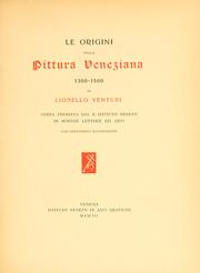 Cover of: origini della Pittura veneziana, 1300-1500.