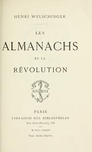 Cover of: almanachs de la Révolution.