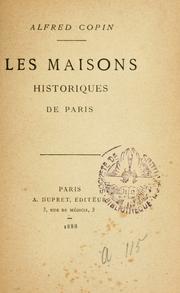 Cover of: maisons historiques de Paris.