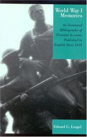 Cover of: World War I memories by Edward G. Lengel