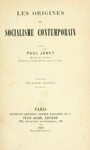 Cover of: origines du socialisme contemporain
