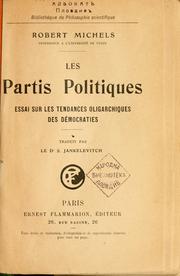 Cover of: partis politiques: essai sur les tendances oligarchiques des démocraties; traduit par S. Jankélévitch.