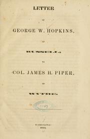 Cover of: Letter of George W. Hopkins