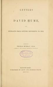 Cover of: Letters of David Hume: and extracts from letters referring to him