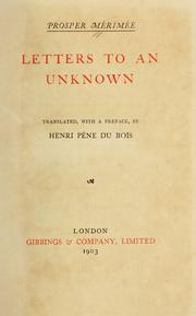 Cover of: Letters to an unknown by Prosper Mérimée