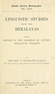 Cover of: Linguistic studies from the Himalayas by Thomas Grahame Bailey