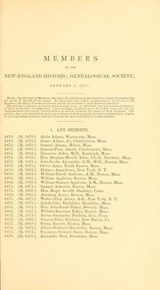 Cover of: A list of the members of the New-England historic, genealogical society, January, 1877.