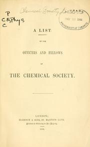 Cover of: List of officers and fellows. by Chemical Society (Great Britain)