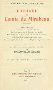 Cover of: oeuvre du comte de Mirabeau