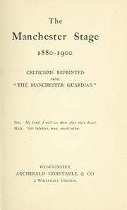 Cover of: The Manchester stage, 1880-1900 | 